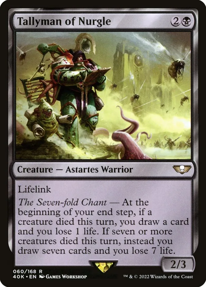 2022 Warhammer 40,000 Commander Tallyman of Nurgle #60 rare card image