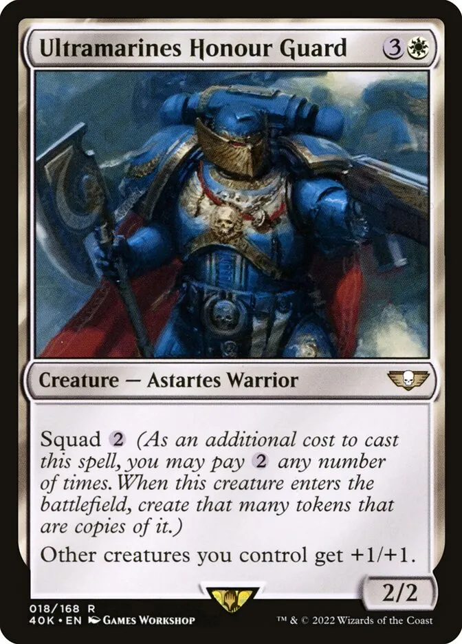 2022 Warhammer 40,000 Commander Ultramarines Honour Guard rare #18 rare card image
