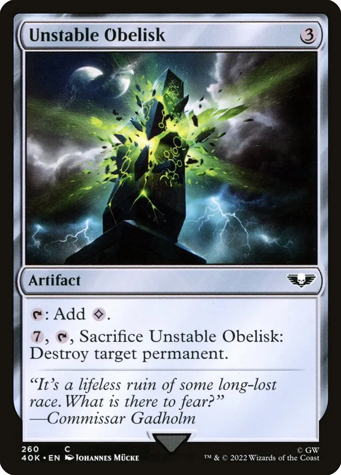 2022 Warhammer 40,000 Commander Unstable Obelisk #260 common card image