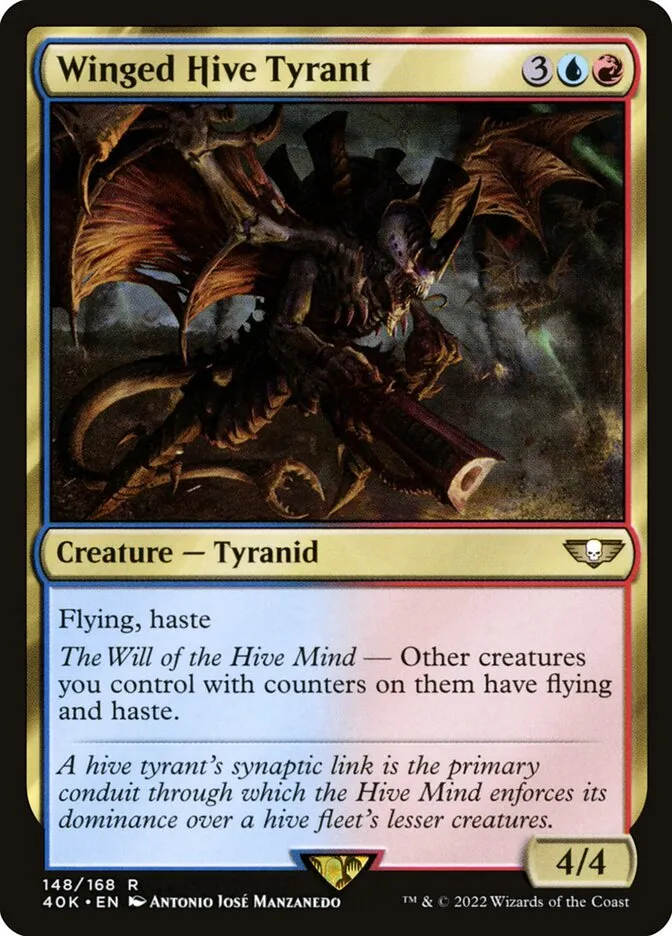 2022 Warhammer 40,000 Commander Winged Hive Tyrant #148 rare card image