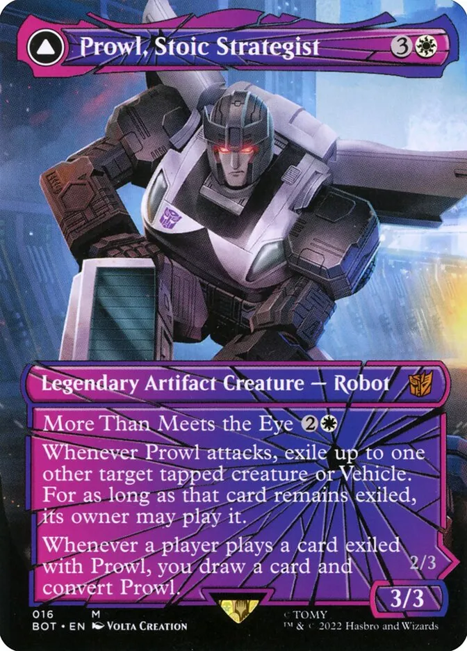 2022 Transformers Prowl, Stoic Strategist // Prowl, Pursuit Vehicle [Foil] mythic #16 mythic card image