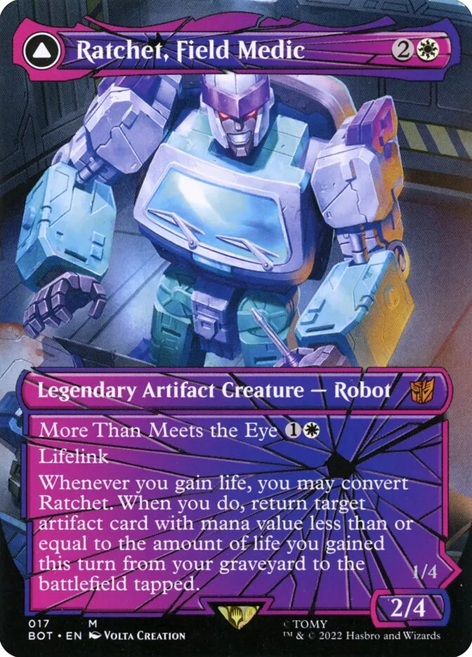 2022 Transformers Ratchet, Field Medic // Ratchet, Rescue Racer [Foil] mythic #17 mythic card image