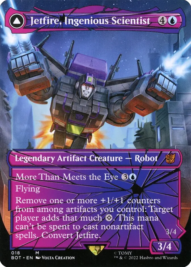 2022 Transformers Jetfire, Ingenious Scientist // Jetfire, Air Guardian [Foil] mythic #18 mythic card image