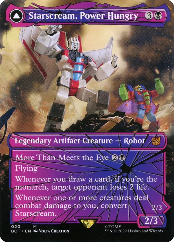 2022 Transformers Starscream, Power Hungry // Starscream, Seeker Leader [Foil] mythic #20 mythic card image