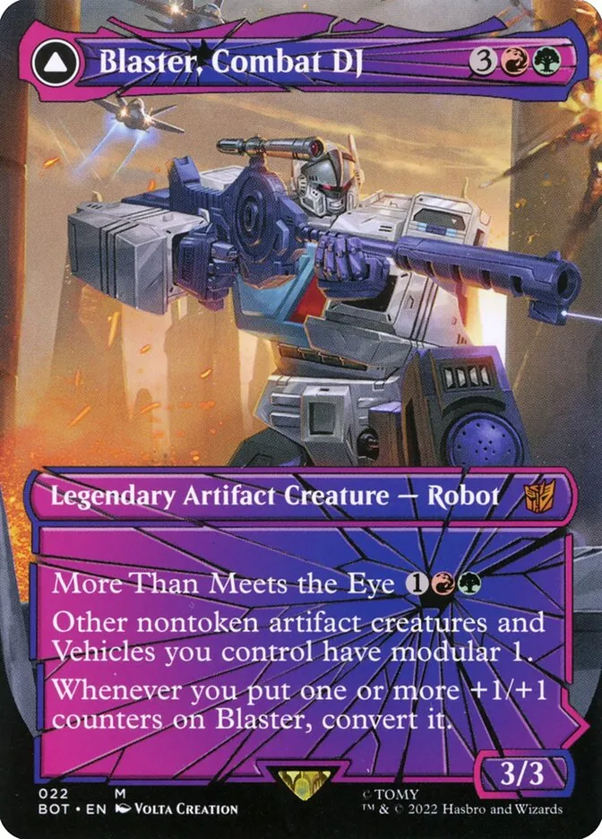 2022 Transformers Blaster, Combat DJ // Blaster, Morale Booster [Foil] mythic #22 mythic card image