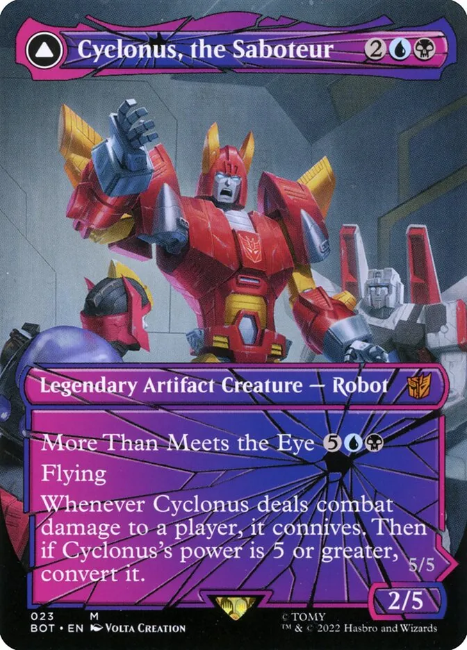 2022 Transformers Cyclonus, the Saboteur // Cyclonus, Cybertronian Fighter [Foil] mythic #23 mythic card image