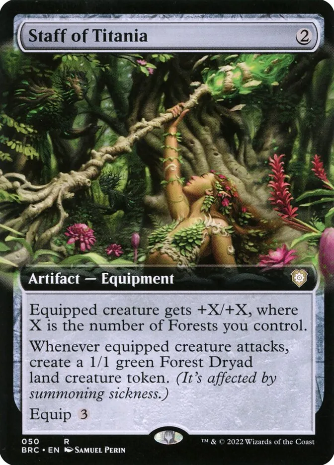 2022 The Brothers' War Commander Staff of Titania rare #50 rare card image