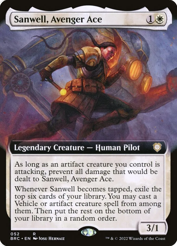 2022 The Brothers' War Commander Sanwell, Avenger Ace rare #52 rare card image