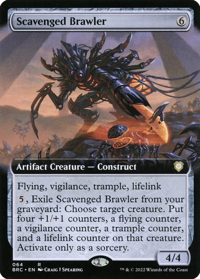 2022 The Brothers' War Commander Scavenged Brawler rare #64 rare card image