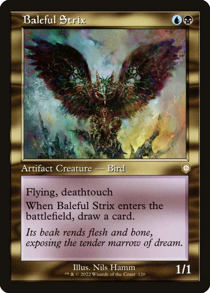 2022 The Brothers' War Commander Baleful Strix #120 rare card image
