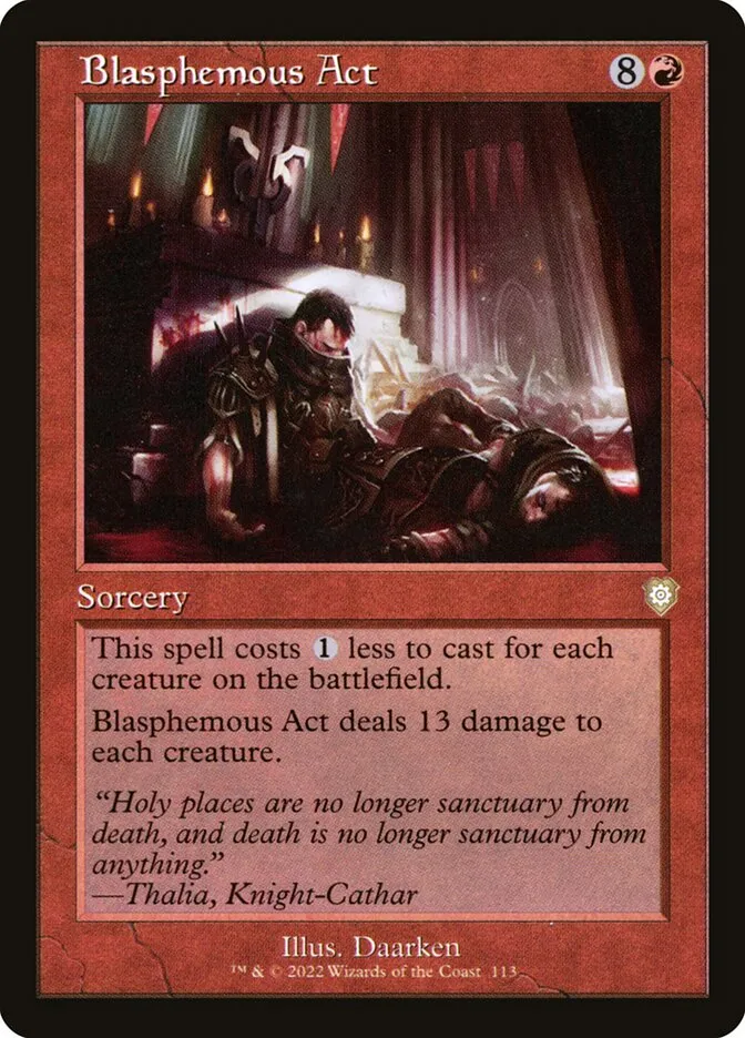 2022 The Brothers' War Commander Blasphemous Act #113 rare card image