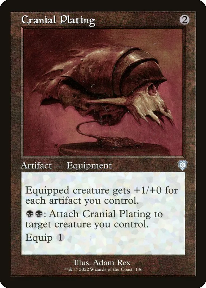 2022 The Brothers' War Commander Cranial Plating #136 uncommon card image