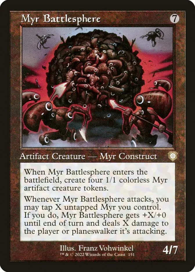 2022 The Brothers' War Commander Myr Battlesphere #151 rare card image