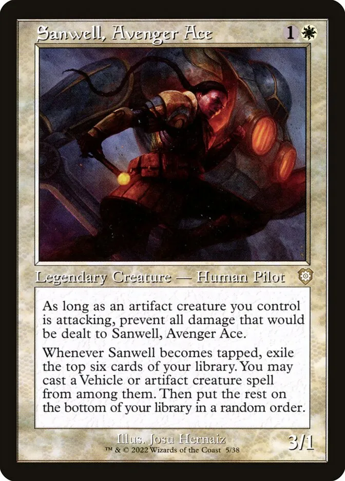 2022 The Brothers' War Commander Sanwell, Avenger Ace rare #5 rare card image