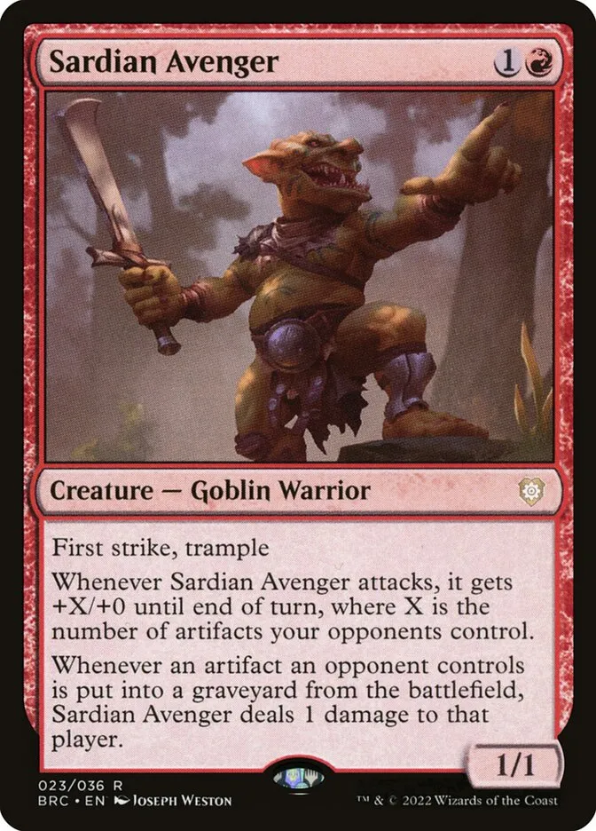 2022 The Brothers' War Commander Sardian Avenger rare #23 rare card image