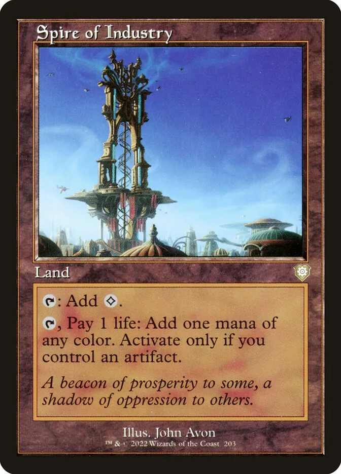 2022 The Brothers' War Commander Spire of Industry #203 rare card image