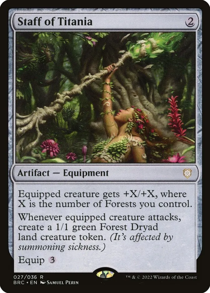 2022 The Brothers' War Commander Staff of Titania rare #27 rare card image