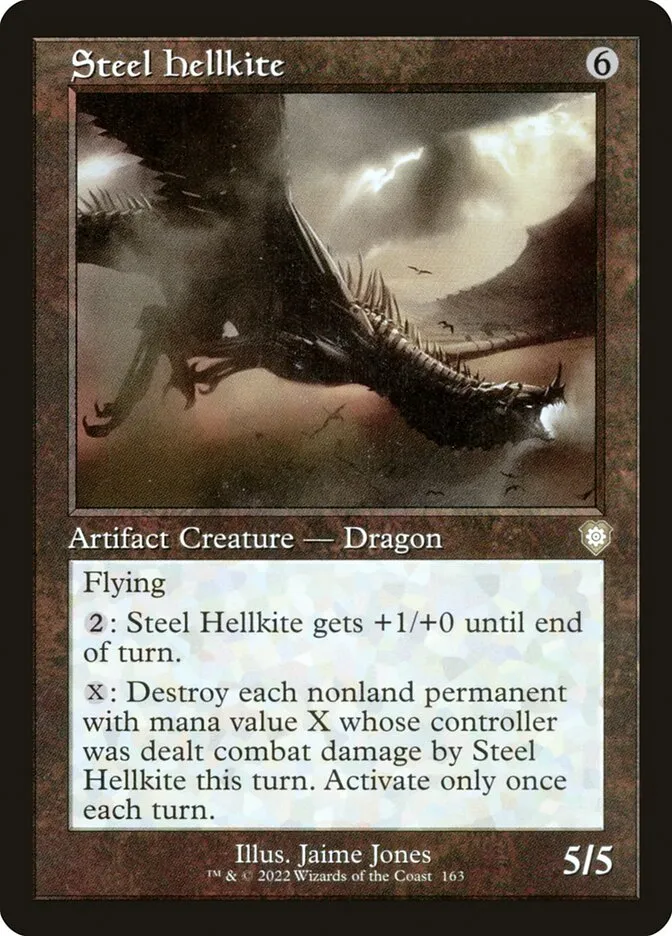 2022 The Brothers' War Commander Steel Hellkite #163 rare card image