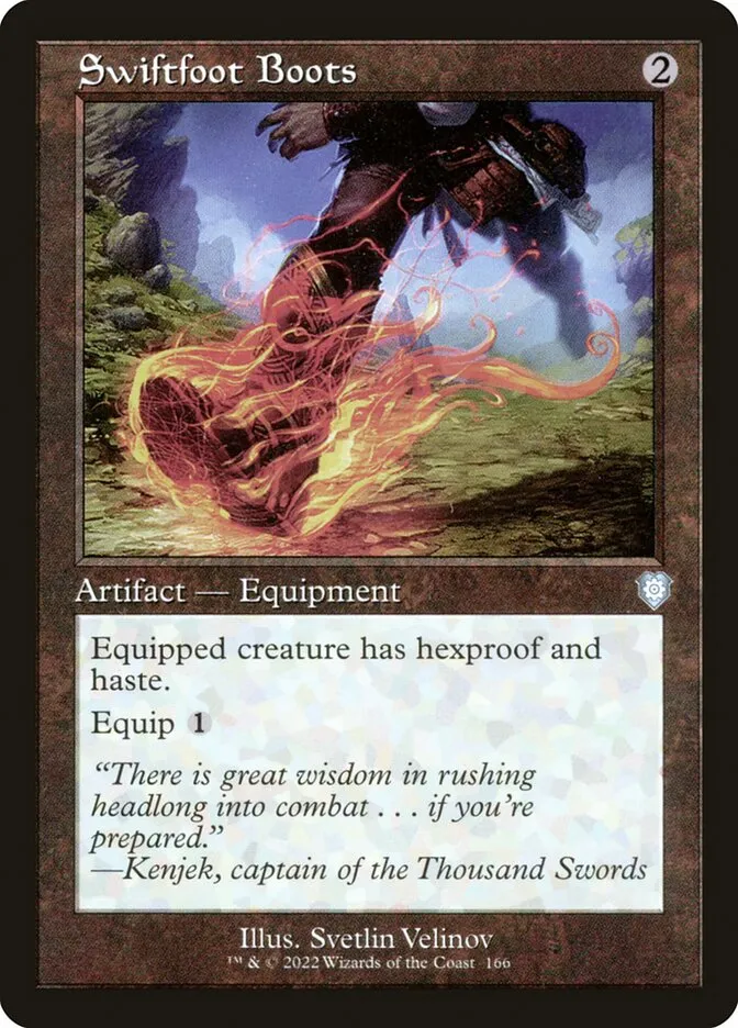 2022 The Brothers' War Commander Swiftfoot Boots #166 uncommon card image