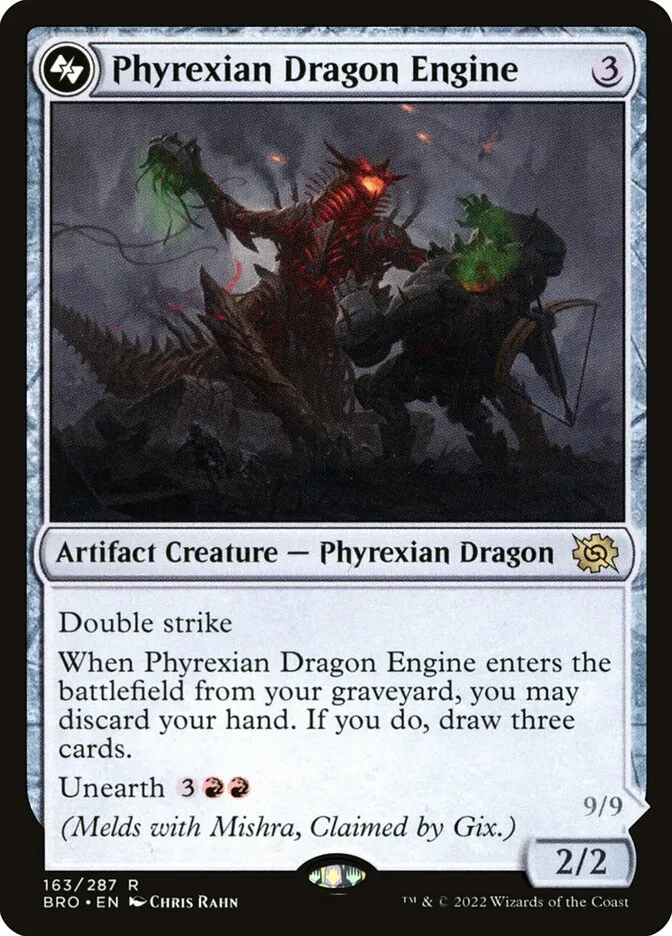 2022 The Brothers' War Phyrexian Dragon Engine #163 rare card image
