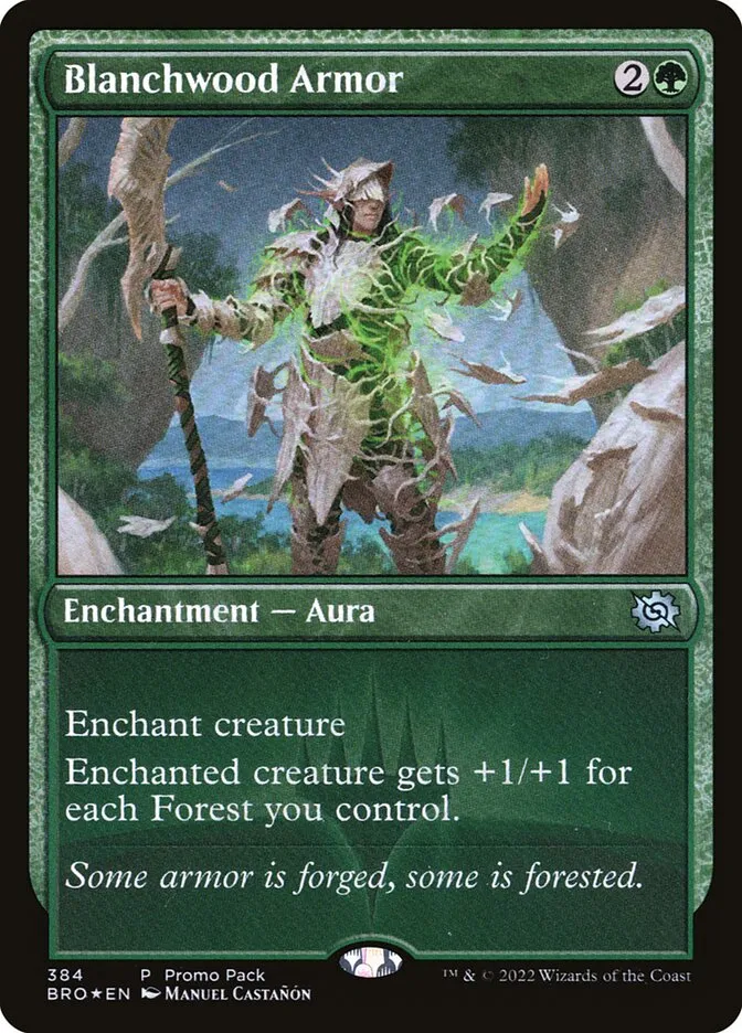 2022 The Brothers' War Blanchwood Armor #384 uncommon card image