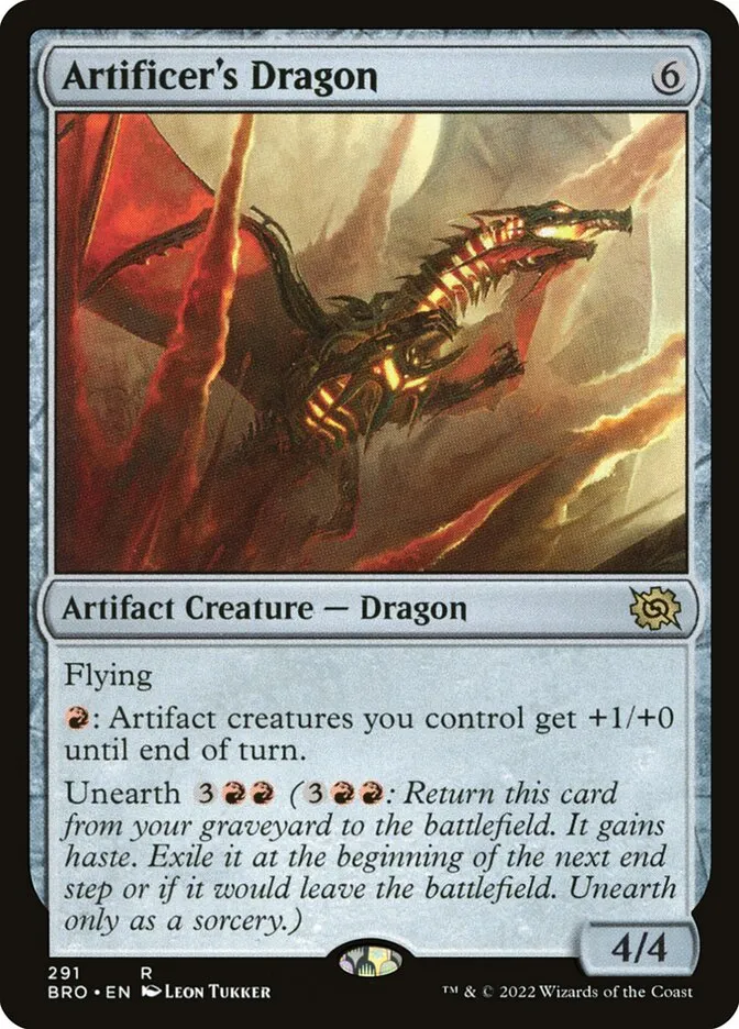2022 The Brothers' War Artificer's Dragon #291 rare card image