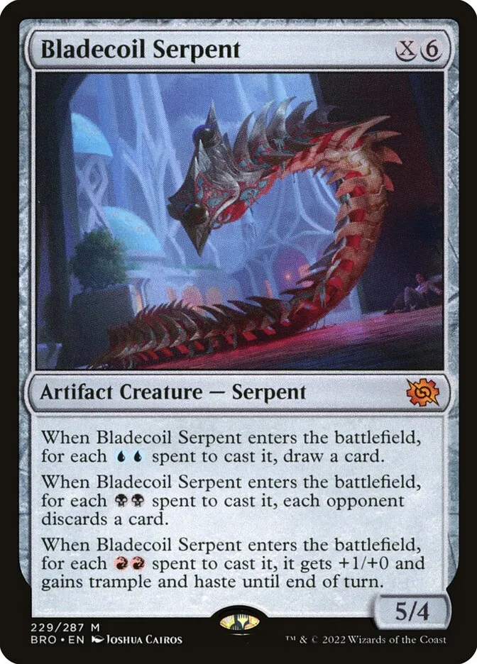 2022 The Brothers' War Bladecoil Serpent #229 mythic card image