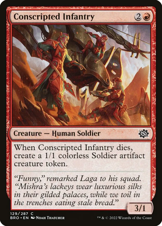 2022 The Brothers' War Conscripted Infantry common #129 common card image