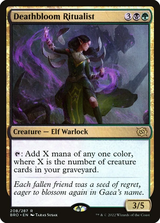2022 The Brothers' War Deathbloom Ritualist #208 rare card image