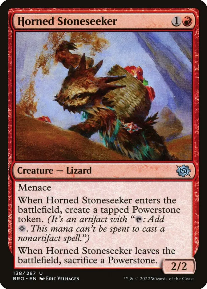 2022 The Brothers' War Horned Stoneseeker #138 uncommon card image