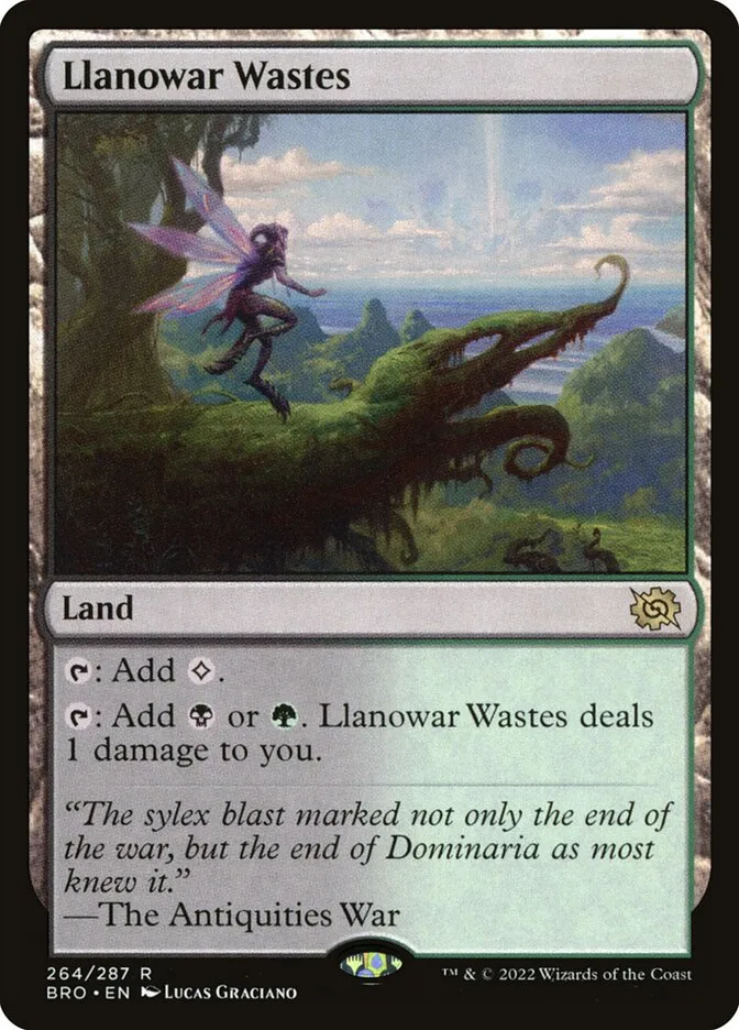 2022 The Brothers' War Llanowar Wastes #264 rare card image
