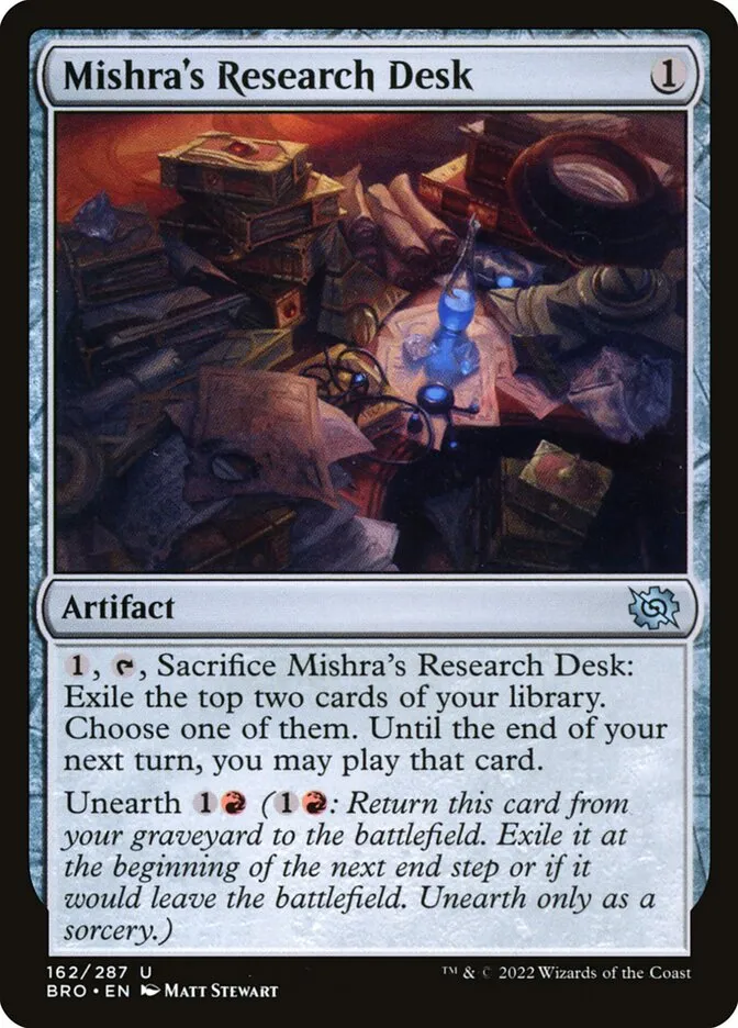 2022 The Brothers' War Mishra's Research Desk #162 uncommon card image