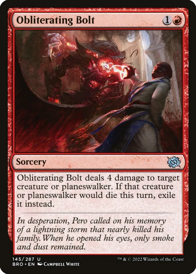 2022 The Brothers' War Obliterating Bolt #145 uncommon card image