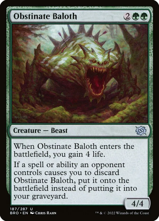 2022 The Brothers' War Obstinate Baloth #187 uncommon card image