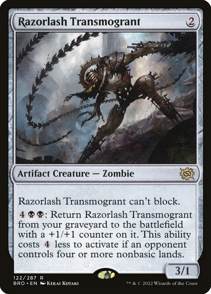 2022 The Brothers' War Razorlash Transmogrant #122 rare card image