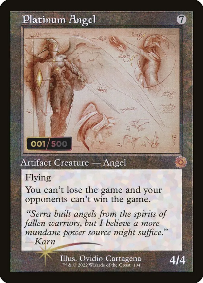 2022 The Brothers' War Retro Artifacts Platinum Angel #104z mythic card image