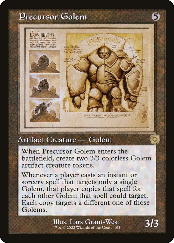 2022 The Brothers' War Retro Artifacts Precursor Golem #105 rare card image