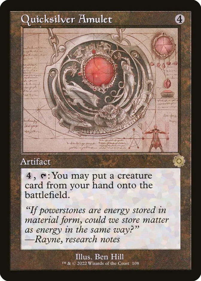 2022 The Brothers' War Retro Artifacts Quicksilver Amulet #108 rare card image
