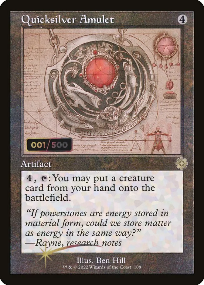 2022 The Brothers' War Retro Artifacts Quicksilver Amulet #108z rare card image