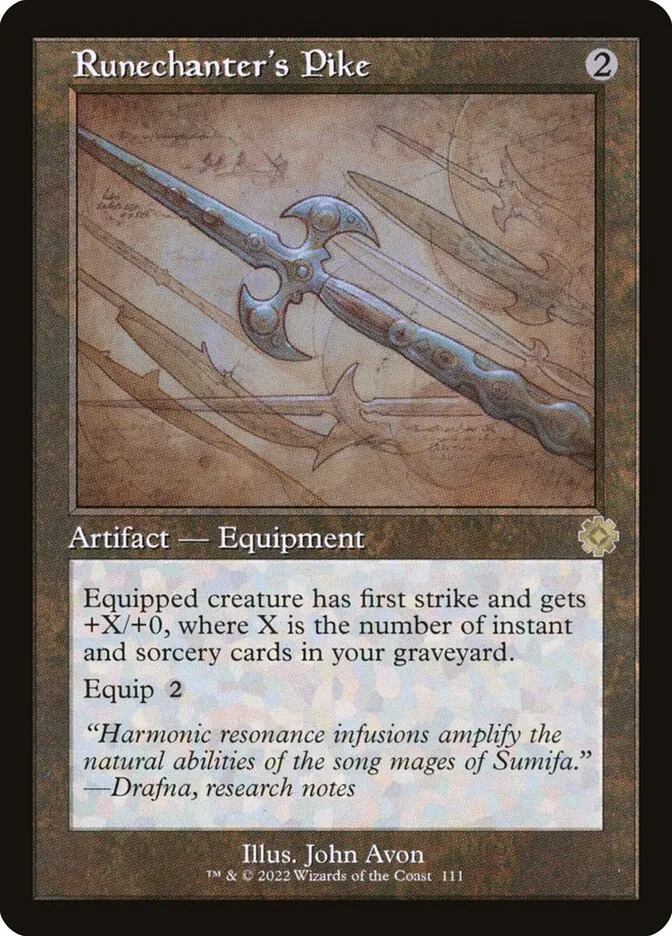 2022 The Brothers' War Retro Artifacts Runechanter's Pike #111 rare card image