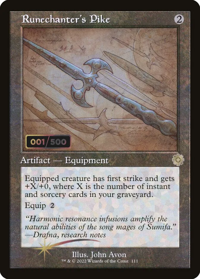 2022 The Brothers' War Retro Artifacts Runechanter's Pike #111z rare card image