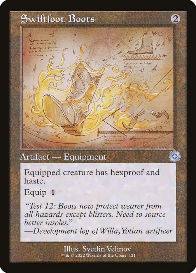 2022 The Brothers' War Retro Artifacts Swiftfoot Boots uncommon #121 uncommon card image