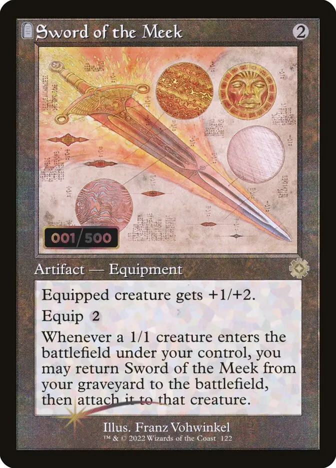 2022 The Brothers' War Retro Artifacts Sword of the Meek rare #122z rare card image