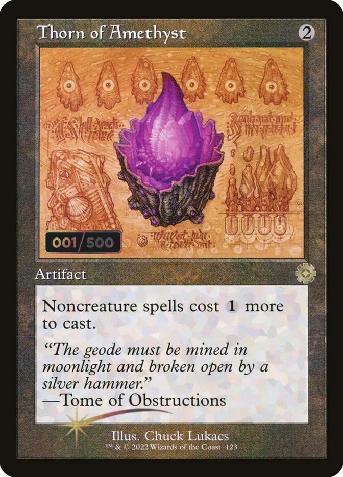 2022 The Brothers' War Retro Artifacts Thorn of Amethyst rare #123z rare card image