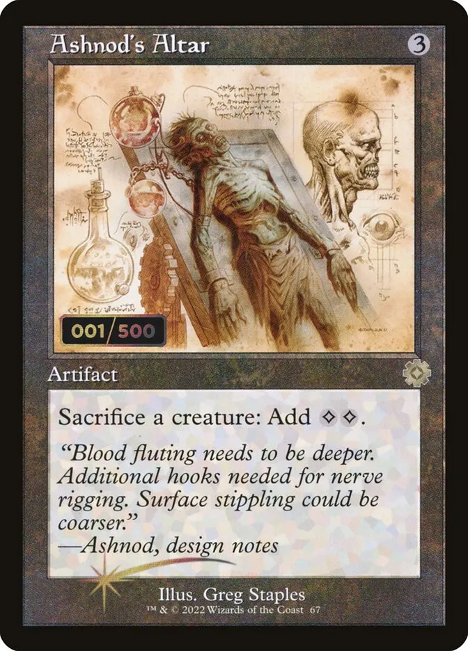 2022 The Brothers' War Retro Artifacts Ashnod's Altar rare #67z rare card image