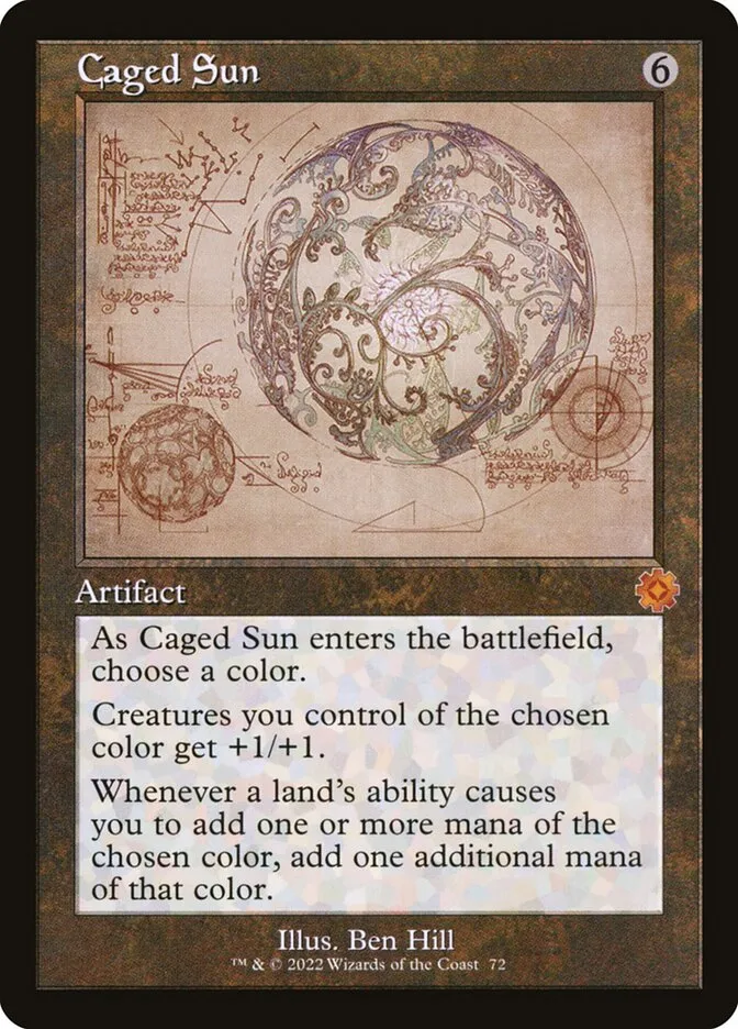 2022 The Brothers' War Retro Artifacts Caged Sun mythic #72 mythic card image