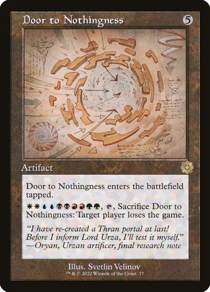 2022 The Brothers' War Retro Artifacts Door to Nothingness #77 rare card image
