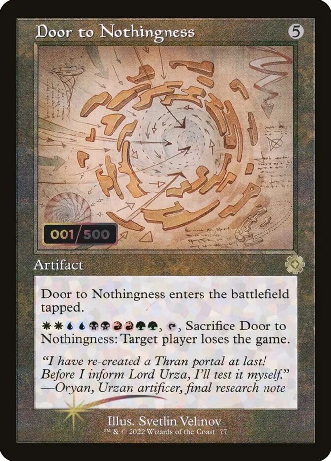 2022 The Brothers' War Retro Artifacts Door to Nothingness #77z rare card image