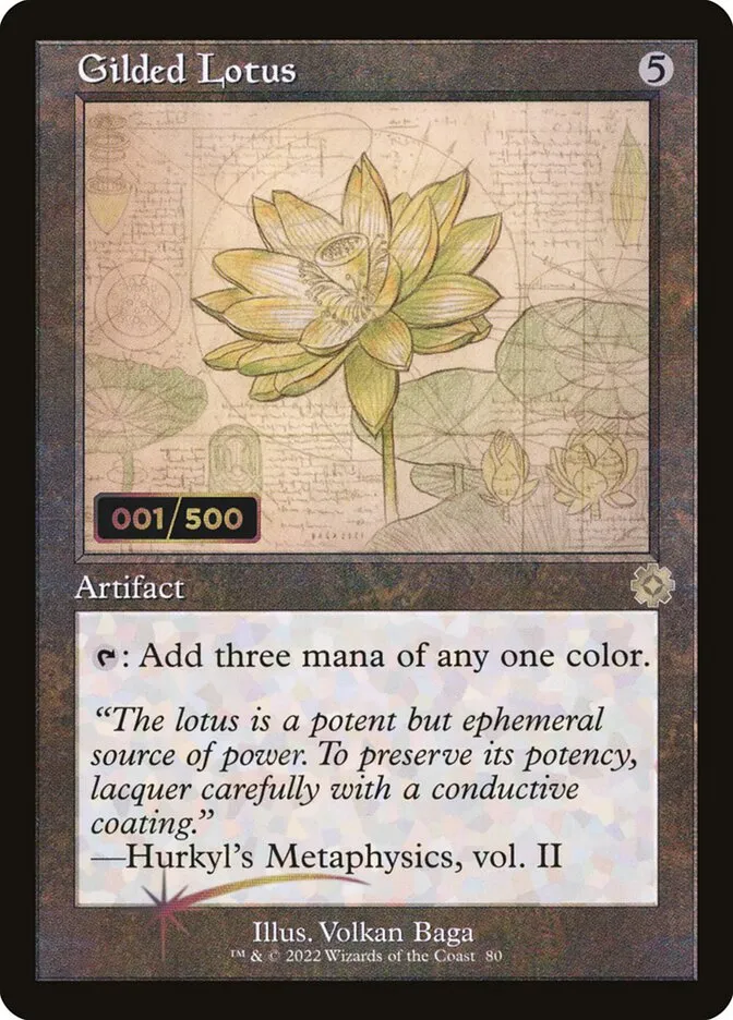 2022 The Brothers' War Retro Artifacts Gilded Lotus #80z rare card image