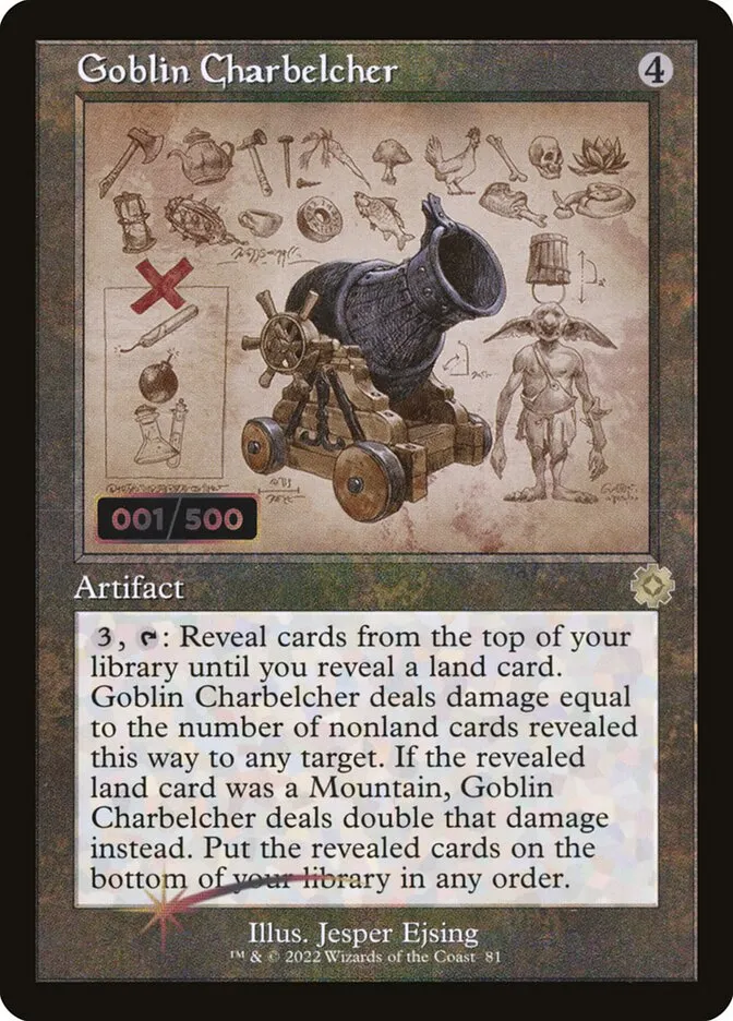2022 The Brothers' War Retro Artifacts Goblin Charbelcher #81z rare card image